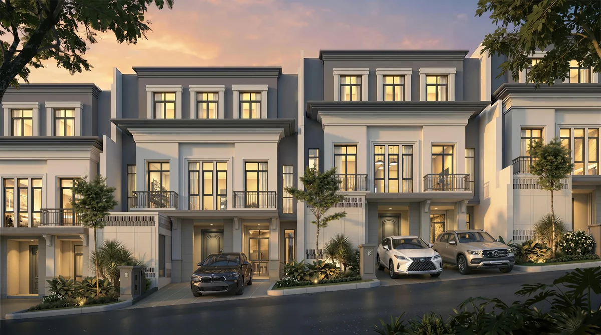 Suasana jalan cluster tipe RED The Sherwood Residence Summarecon Bogor saat senja